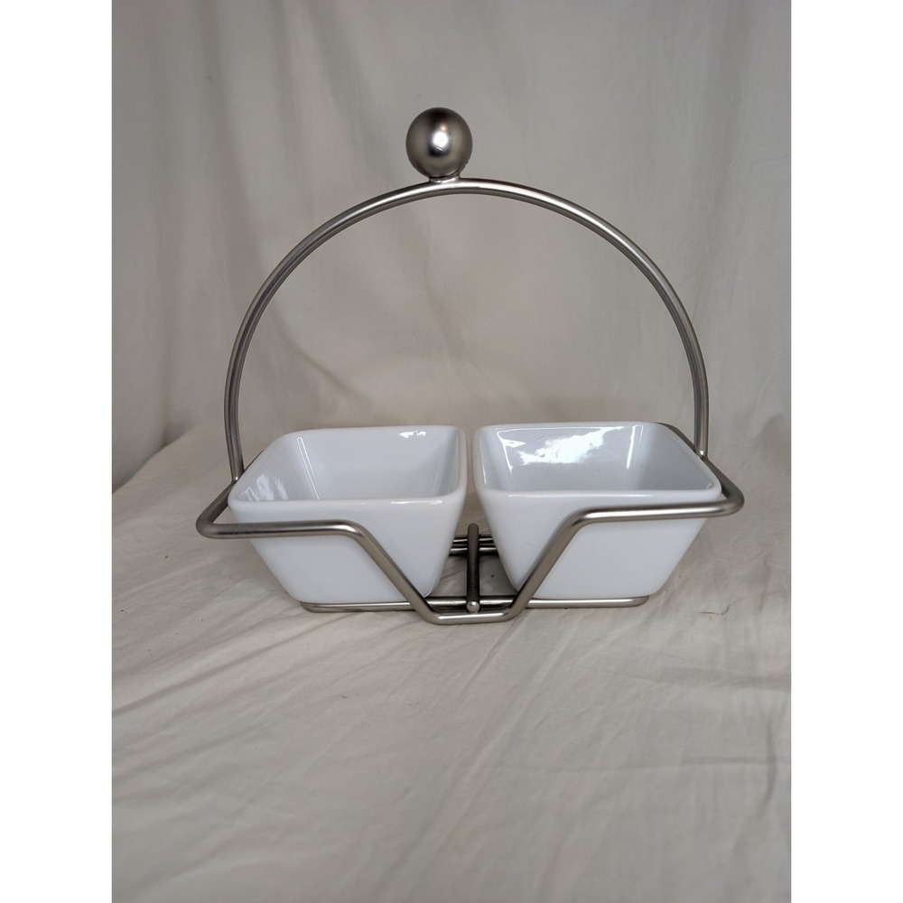 Pampered Chef Simple Additions 2 Piece Dip Server With Silver Color‎ Holder